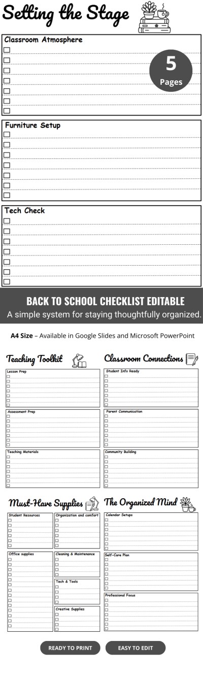Editable Back To School Checklist