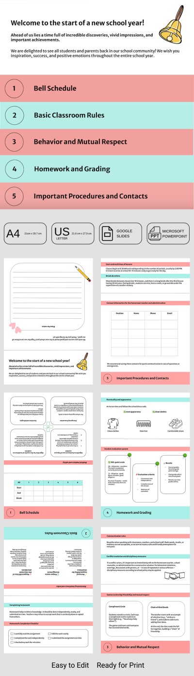 Voltar para o modelo de livro virado com informações da aula de volta às aulas. Modelo
