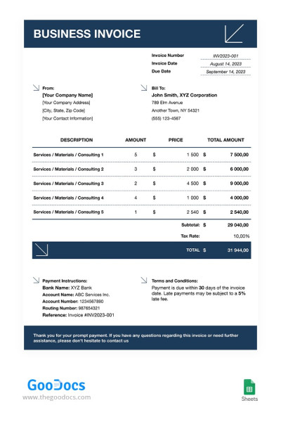 Basic Business Invoice Template