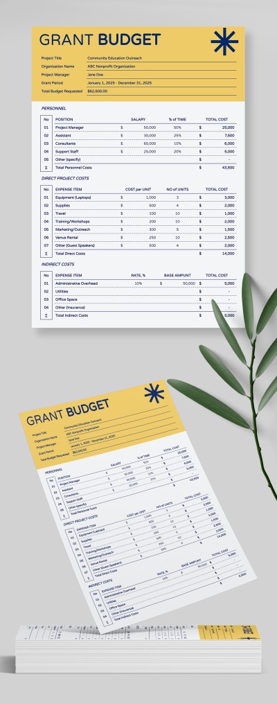 Free Basic Grant Budget Template in Google Sheets and Microsoft Excel ...