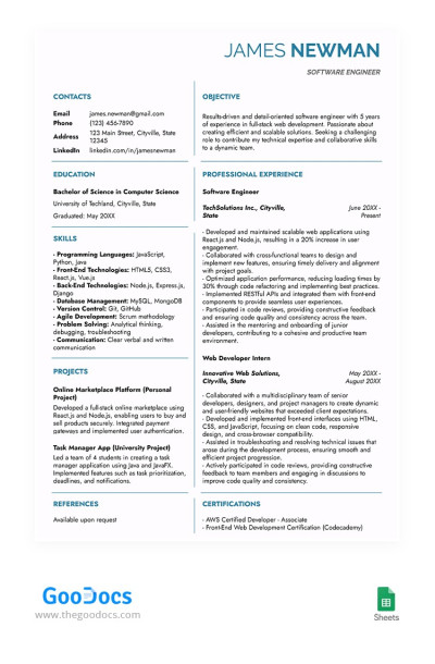 Basic Light Resume Template