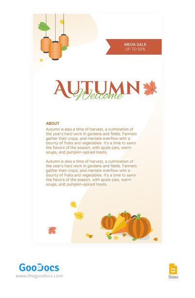 Hermosas historias de Instagram de otoño con tonos naranjas. Plantilla