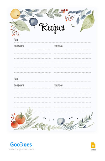 Beautiful Editable Recipe Card Template