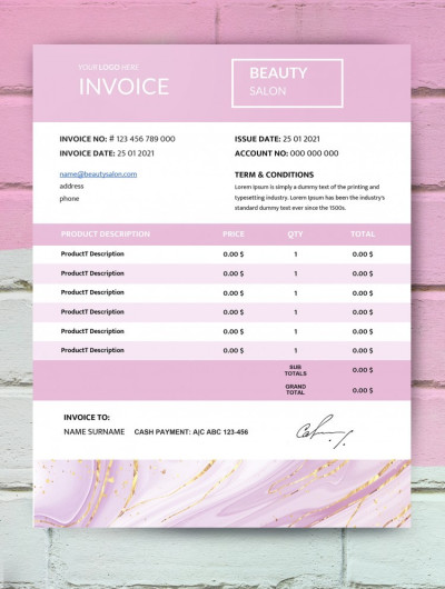 Beauty Salon Invoice Template