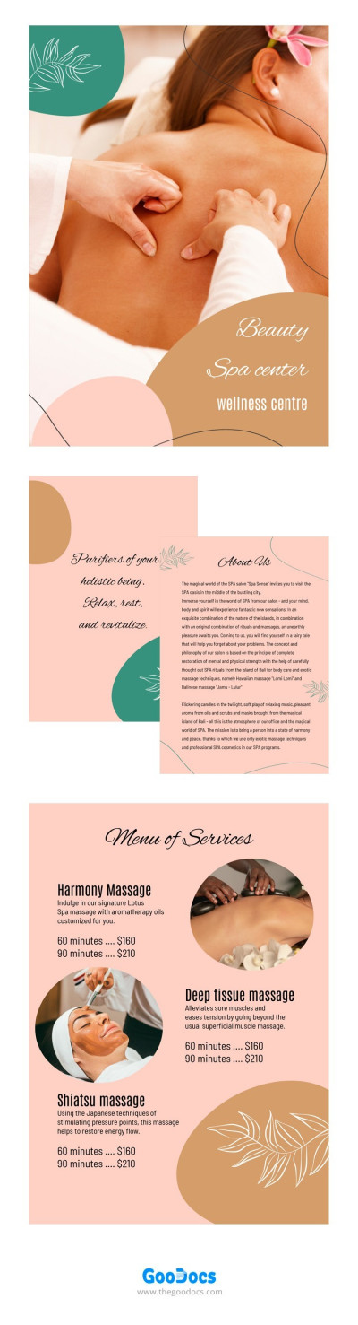 Brochure du spa de beauté Modèle