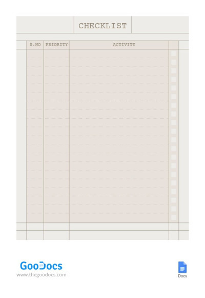 Beige Checklist Template