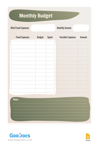 Beige Monthly Budget Template