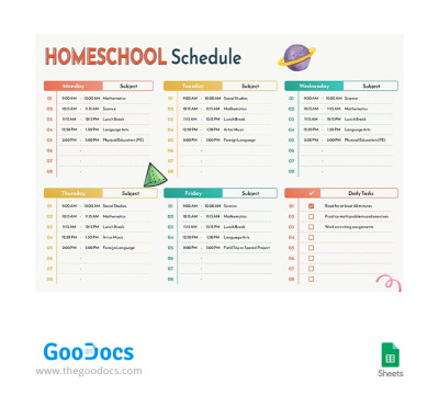 Beiger Homeschool-Zeitplan Vorlage