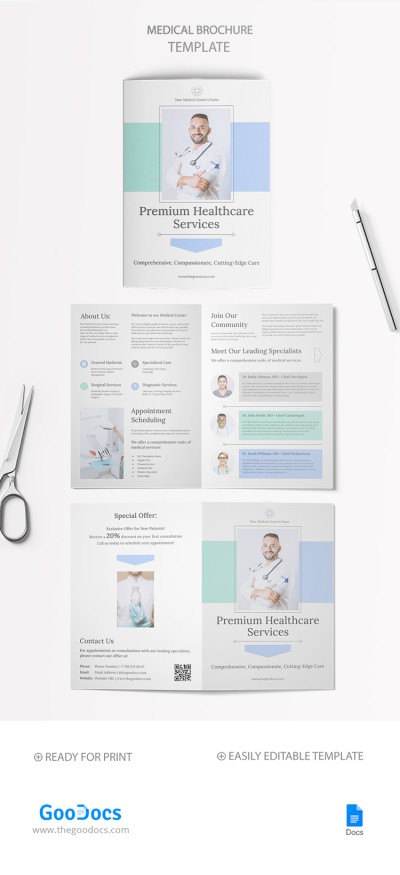 Brochure dei servizi medici Bifold Modello