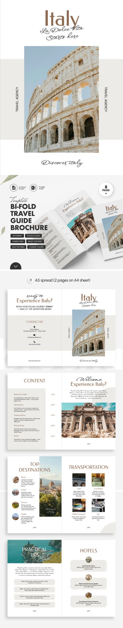 Esempi di opuscoli guida per viaggi in bi-fold Modello