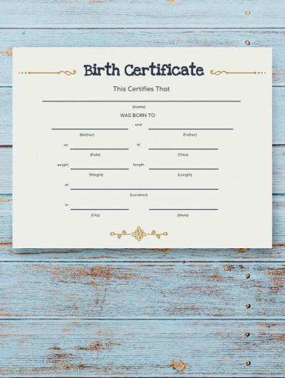 Certificato di nascita Modello
