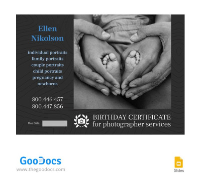 Birth Certificate Photographer - Birth Certificates