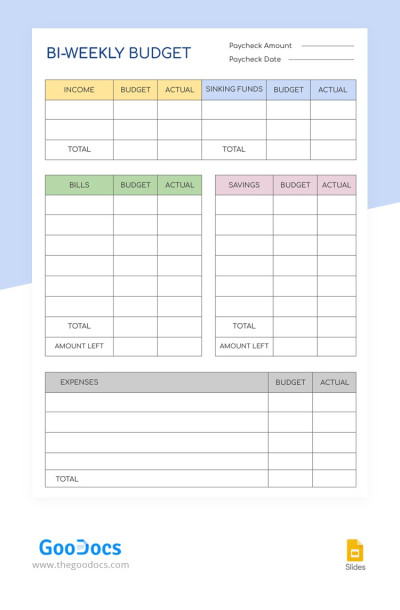 Biweekly Minimalistic Budget Template