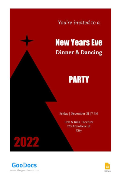 Black and Red New Year Invitation