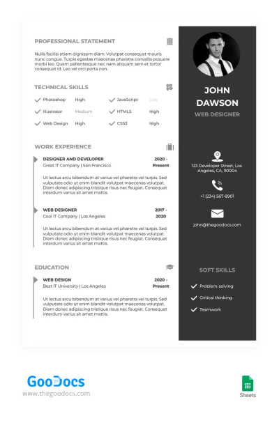 Black and White Resume Template