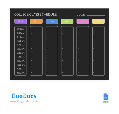 Black Colleges Class Schedule Template