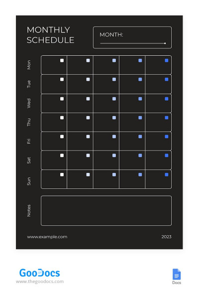 Modèles De Calendrier Mensuel Gratuits Pour Google Docs Et Sheets ...