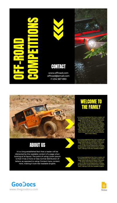 Brochure de compétition tout-terrain noire. Modèle