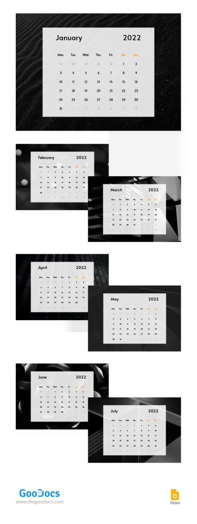 Calendario mensile in bianco e nero Modello