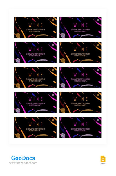 Etichetta del vino nero con linee luminose. Modello