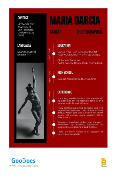 CV di ballerino