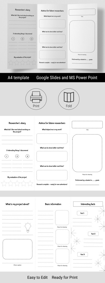 Plantilla de folleto en blanco editable y Proyecto de Investigación Plantilla