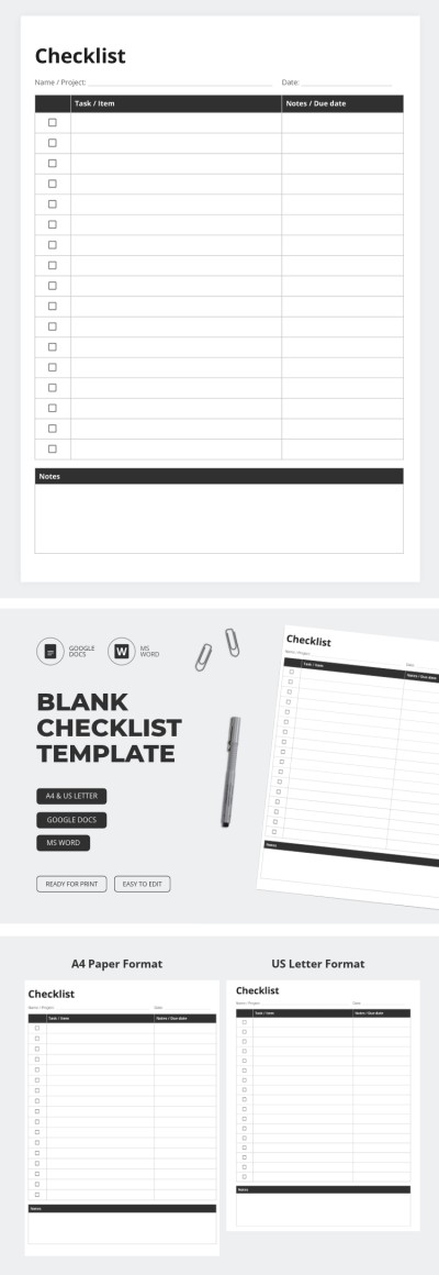 Free Blank Checklist Template in Google Docs and Microsoft Word ...