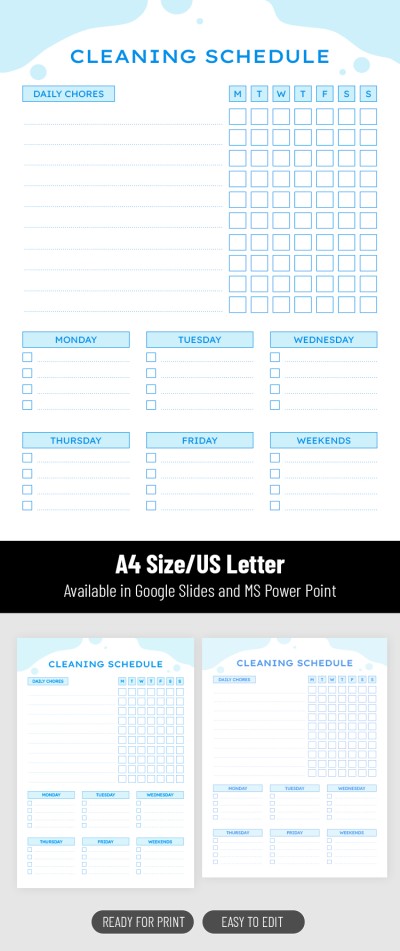 Blank Cleaning Schedule Template for Custom Use