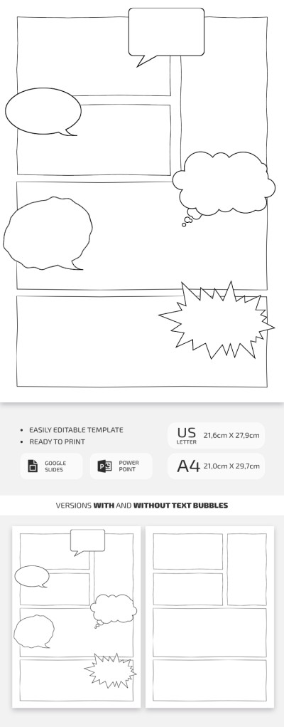 Blank Comic Strip For School