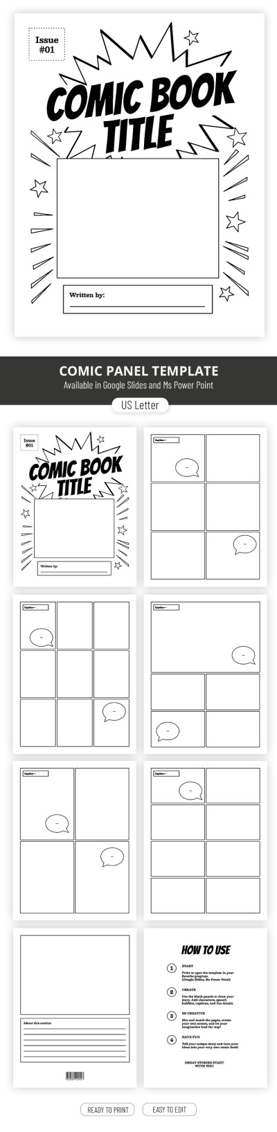 Blank Comic Book Template For Kids Template