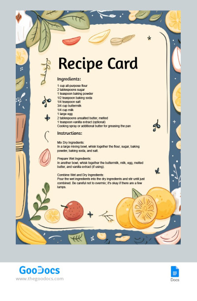 Blank Recipe Card Template