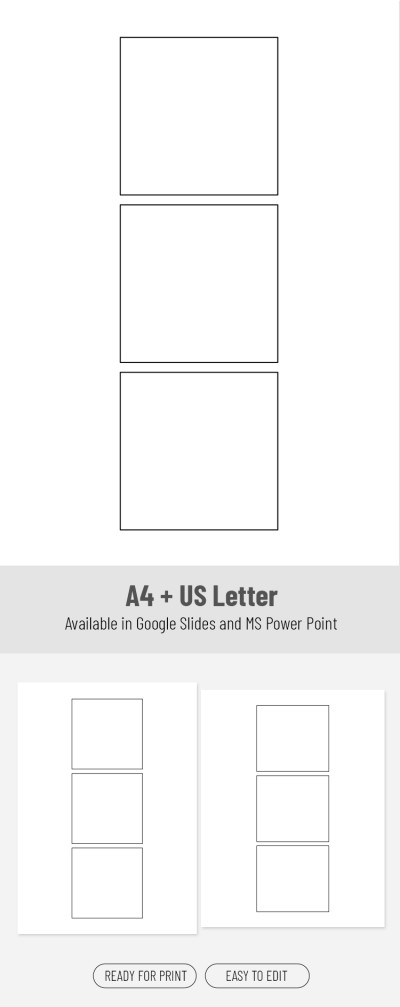 Modello di fumetto a tre pannelli vuoto Modello