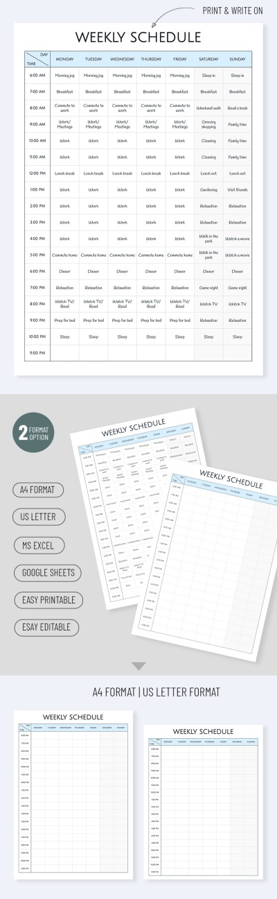 Blank Weekly Schedule Template