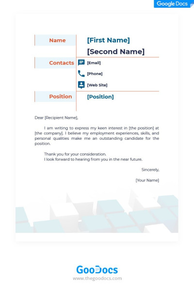 Blue Cover Letter Template