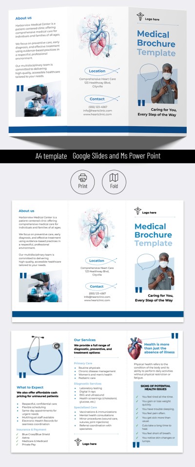Blue and White Professional Medical Brochure
