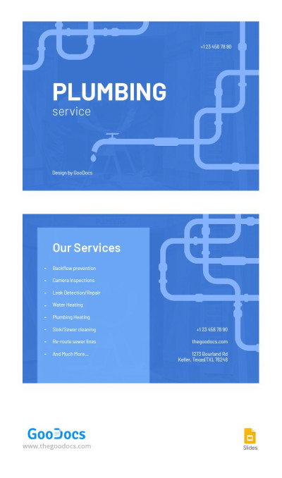 Blue Business Card for Plumbers Template