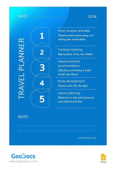 Blue Gradient Travel Planner Template