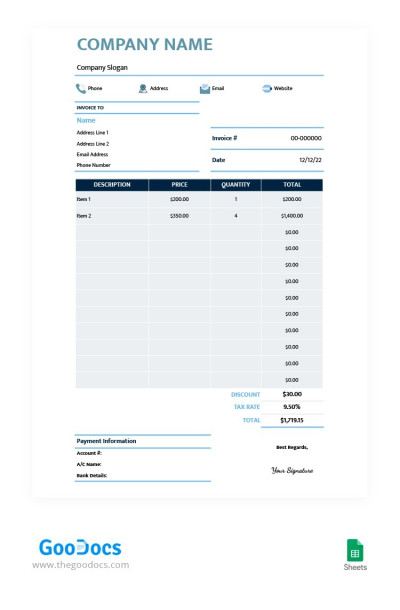 Blue Gray Formal Invoice Template