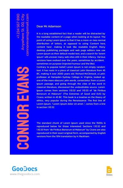 Blue & Pink Cover Letter