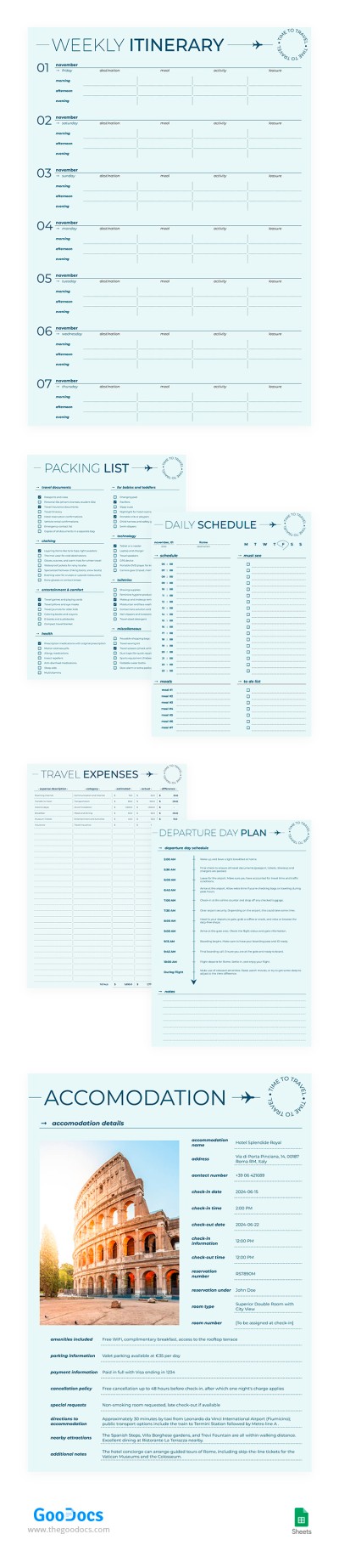 Professional Travel Itinerary Template