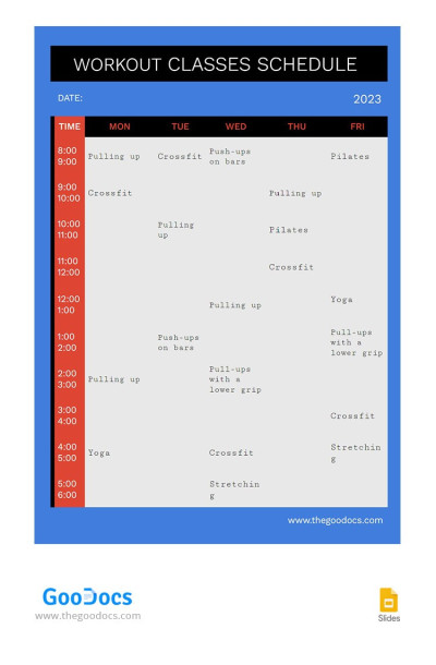 Blue&Red Workout Schedule - Workout Schedules