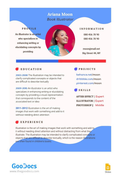 Free Book Illustrator Cv Template In Google Docs And Microsoft Word 