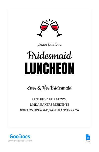 Bridesmaid Luncheon Invitation - Luncheon Invitations