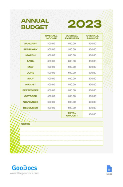 Bright Cheerful Annual Budget Template