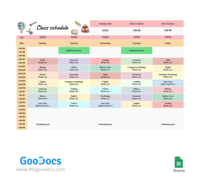 Bright Class Schedule Template