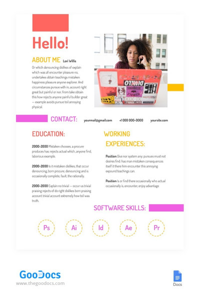 Bright Graphic Designer Resume Template