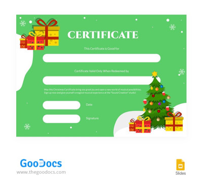 Bright Green Christmas Certificate - Christmas Certificates