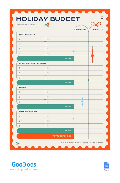 Budget de vacances lumineux Modèle