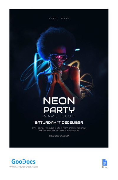 Bright Neon Party Flyer Template