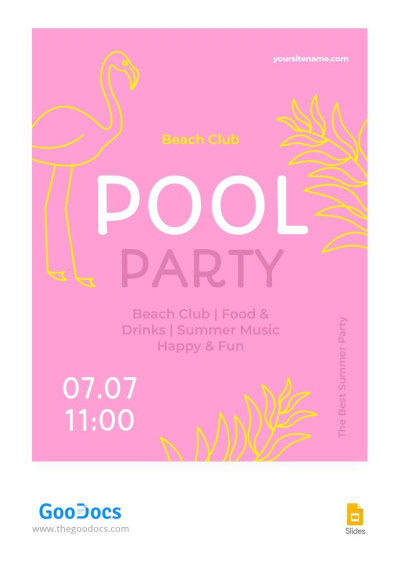 Volantino per pool party di colore rosa brillante Modello